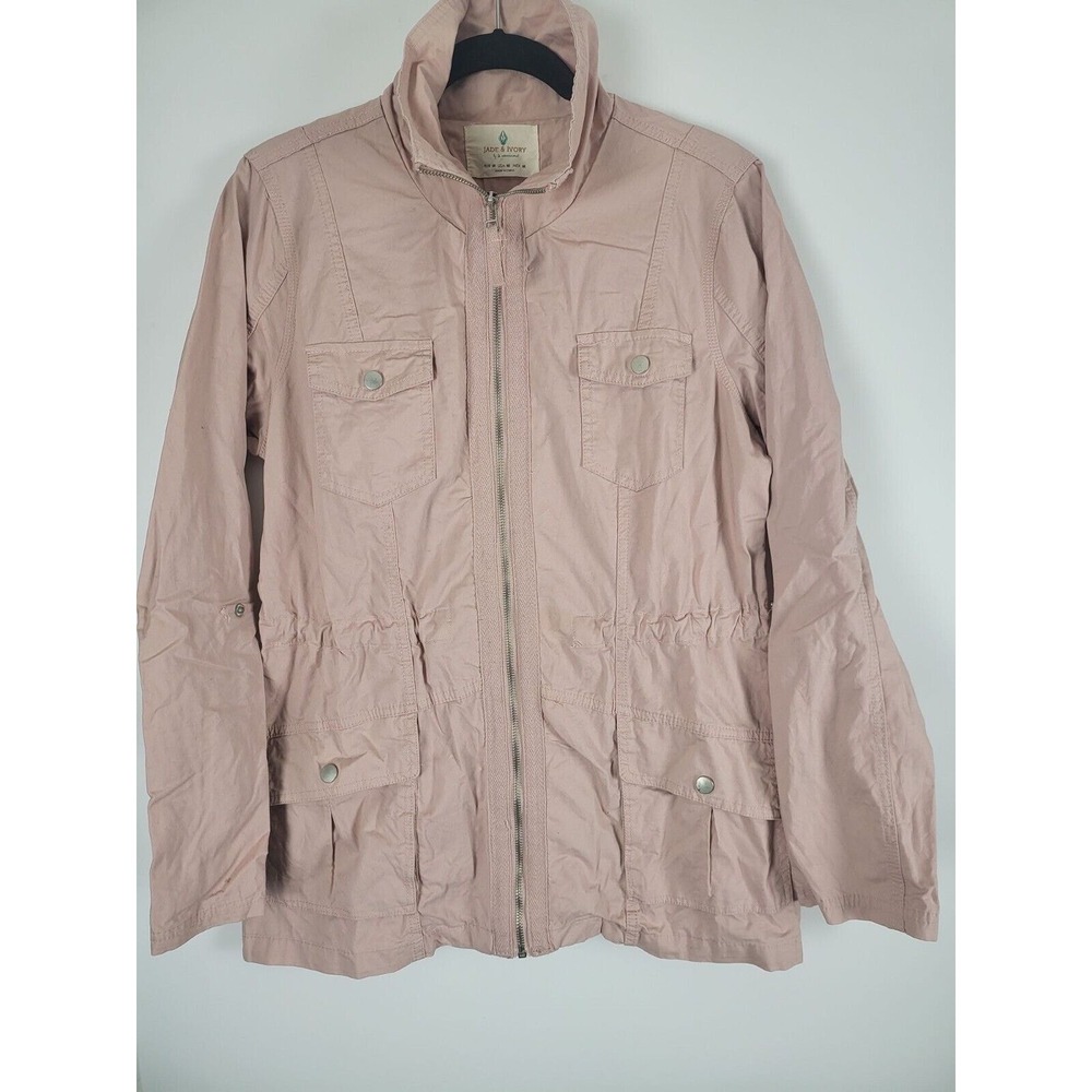 Jade & Ivory Light Weight Jacket M Womens Pink Full Zip Pockets Long Sleeve